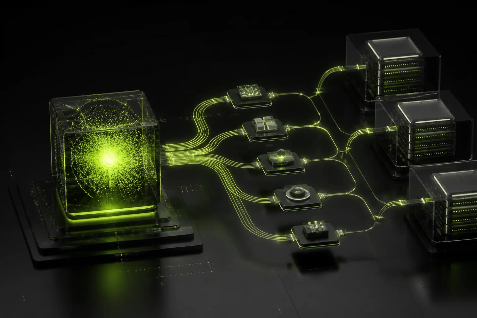 Ilustración 3D de ia, automatización y soporte