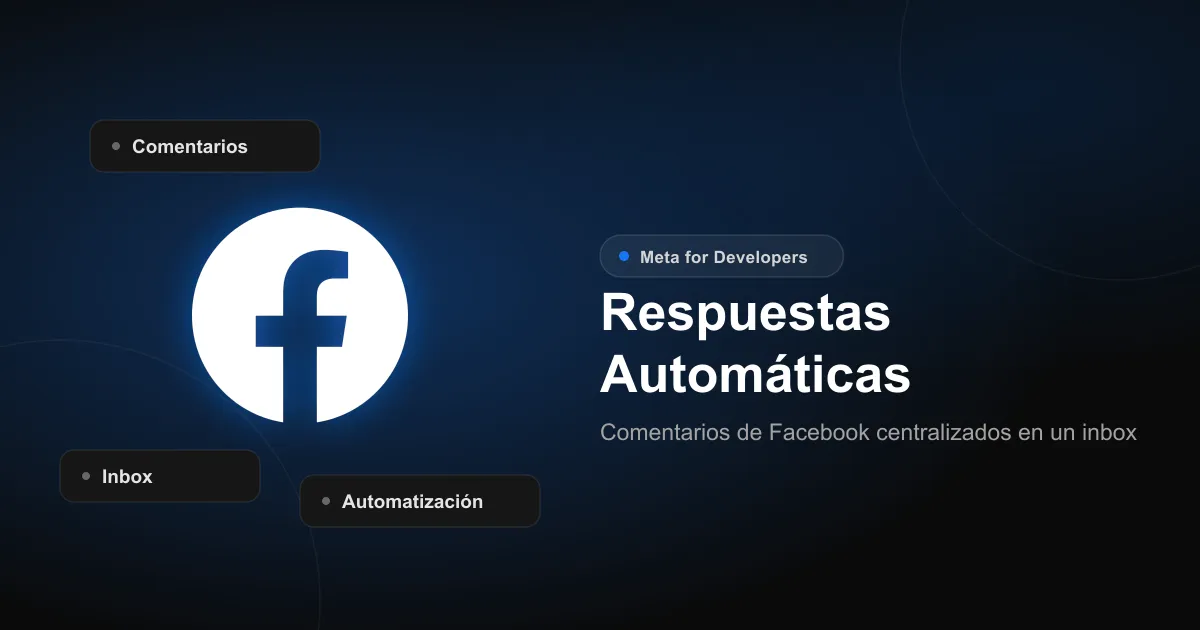 Logo de Facebook junto a las etiquetas Comentarios, Inbox y Automatización